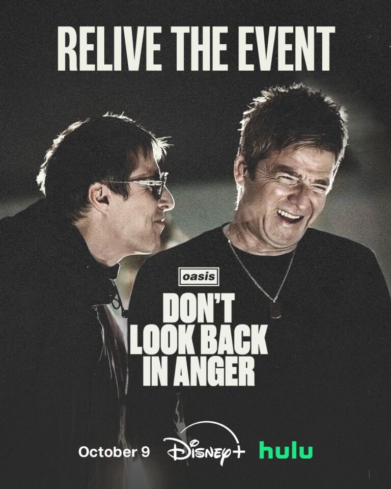 Oasis Don't Look Back in Anger key art featuring Liam and Noel Gallagher