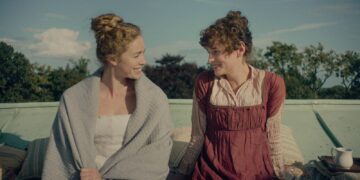 Emma Corrin and Freya Mavor in Netflix's Pride and Prejudice