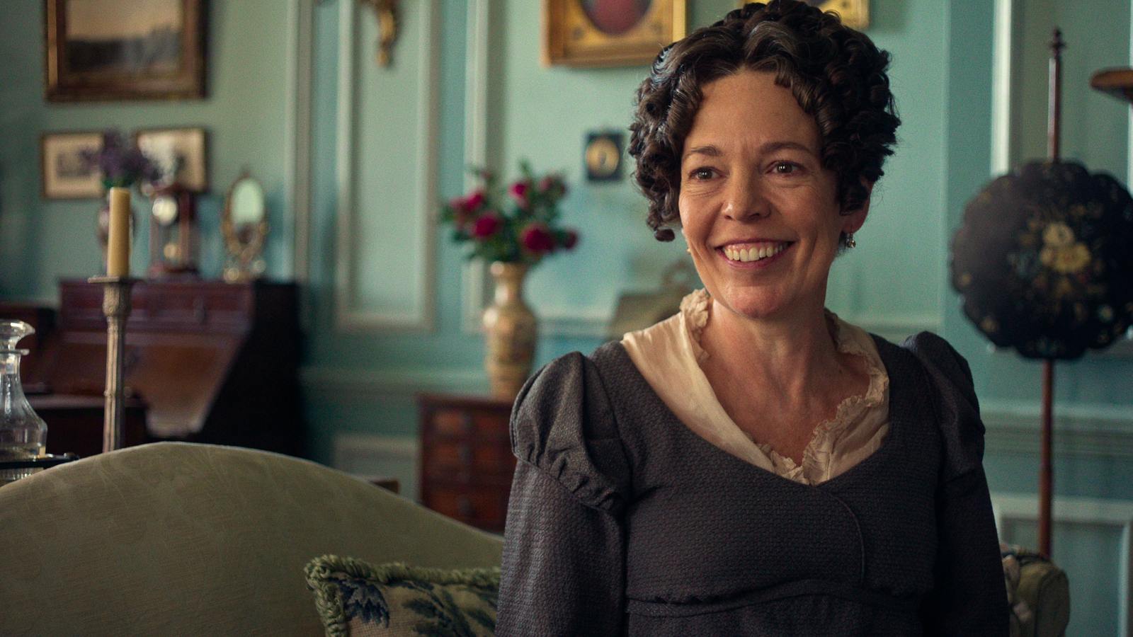 Olivia Colman as Mrs Bennet in Netflix's Pride and Prejudice