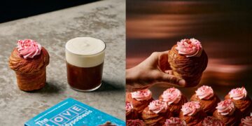 The Love Hypothesis-themed Lune cruffin and cold brew alongside the film tie-in book