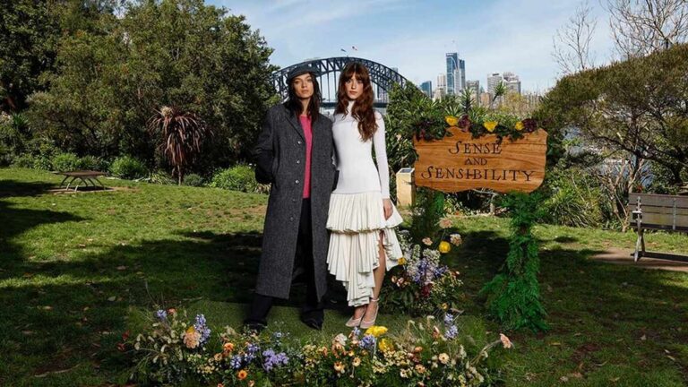 Esmé Creed-Miles and Daisy Edgar-Jones at the Sense and Sensibility Sydney photo call