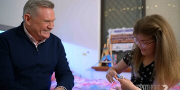 Michael Usher with Tilly Page for 7NEWS Spotlight