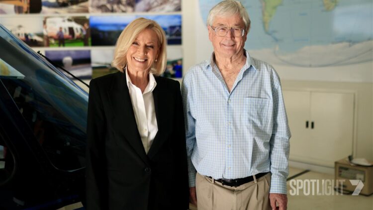 Liz Hayes and Dick Smith together for the 7NEWS Spotlight air safety investigation