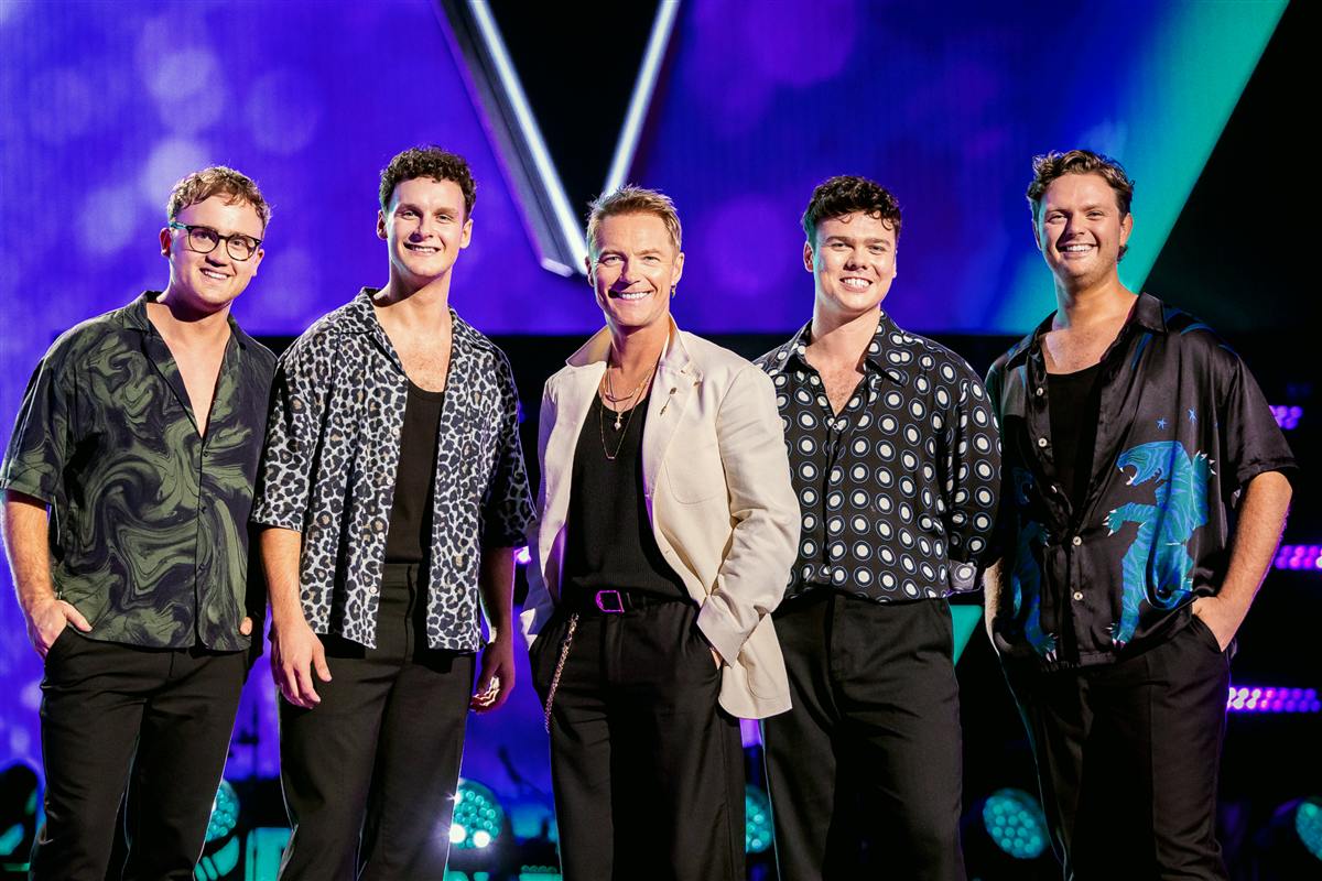 The Voice finalists The 60Four with coach Ronan Keating