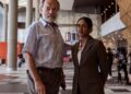 Hugo Weaving and Shabana Azeez in SBS drama The Airport Chaplain