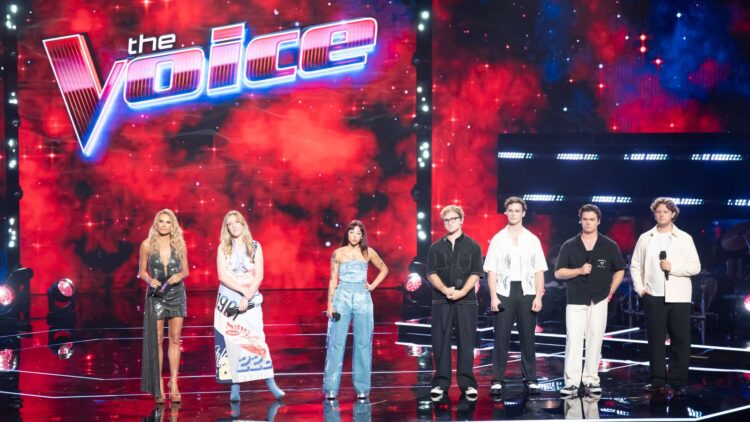 The Voice Season 15 artists on stage for Knockout 1 on Channel 7.