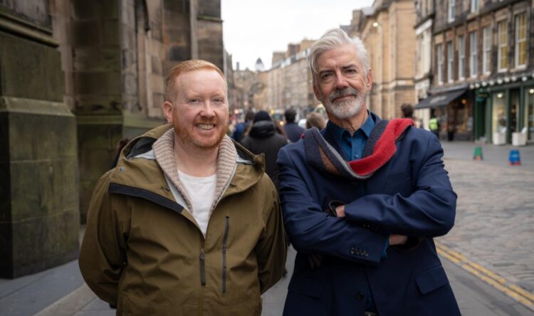 Shaun Micallef and Luke McGregor in Origin Odyssey on SBS.