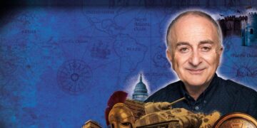 Sir Tony Robinson in artwork for Tony Robinson Rewrites History