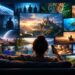 October 2026 streaming guides shown as a viewer facing a wall of streaming screens