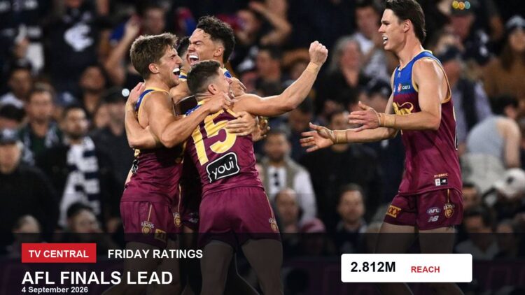 TV ratings image for Friday 4 September 2026 featuring AFL finals action with Friday ratings overlay.