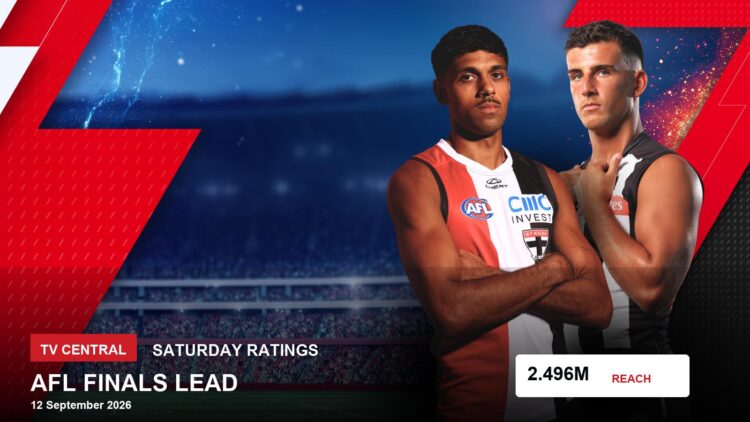 Channel 7 AFL finals publicity image for Saturday 12 September 2026 TV ratings.