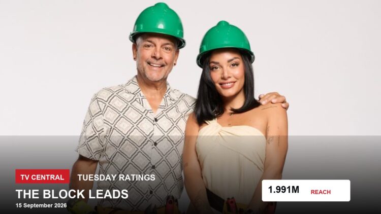 The Block publicity image for Tuesday 15 September 2026 TV ratings.