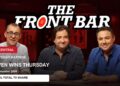 The Front Bar hosts on a Thursday ratings card showing Seven's verified 34.9% prime-time Total TV share.