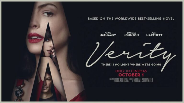 Anne Hathaway, Dakota Johnson and Josh Hartnett in the official Verity key art