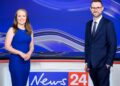News24 Weather meteorologists Alison Osborne and Rob Sharpe in the studio