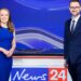 News24 Weather meteorologists Alison Osborne and Rob Sharpe in the studio