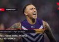 Fremantle Dockers player Shai Bolton celebrates during the 18 September 2026 AFL preliminary final; Week 38 ratings card reports Channel 7 winning Total People and all key demos.