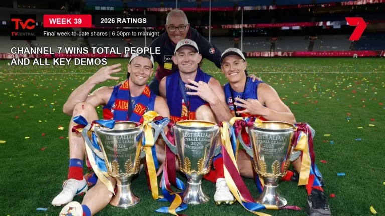 Weekly Ratings Australia Week 39 2026 – Channel 7 wins Total People and all key demos