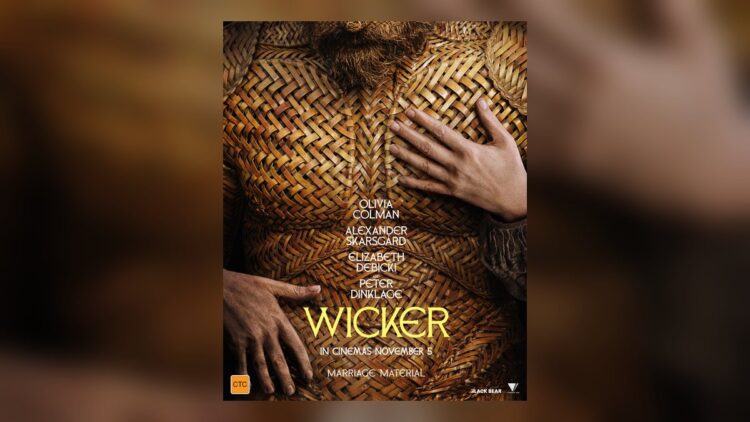 Wicker official key art featuring Olivia Colman and Alexander Skarsgard.