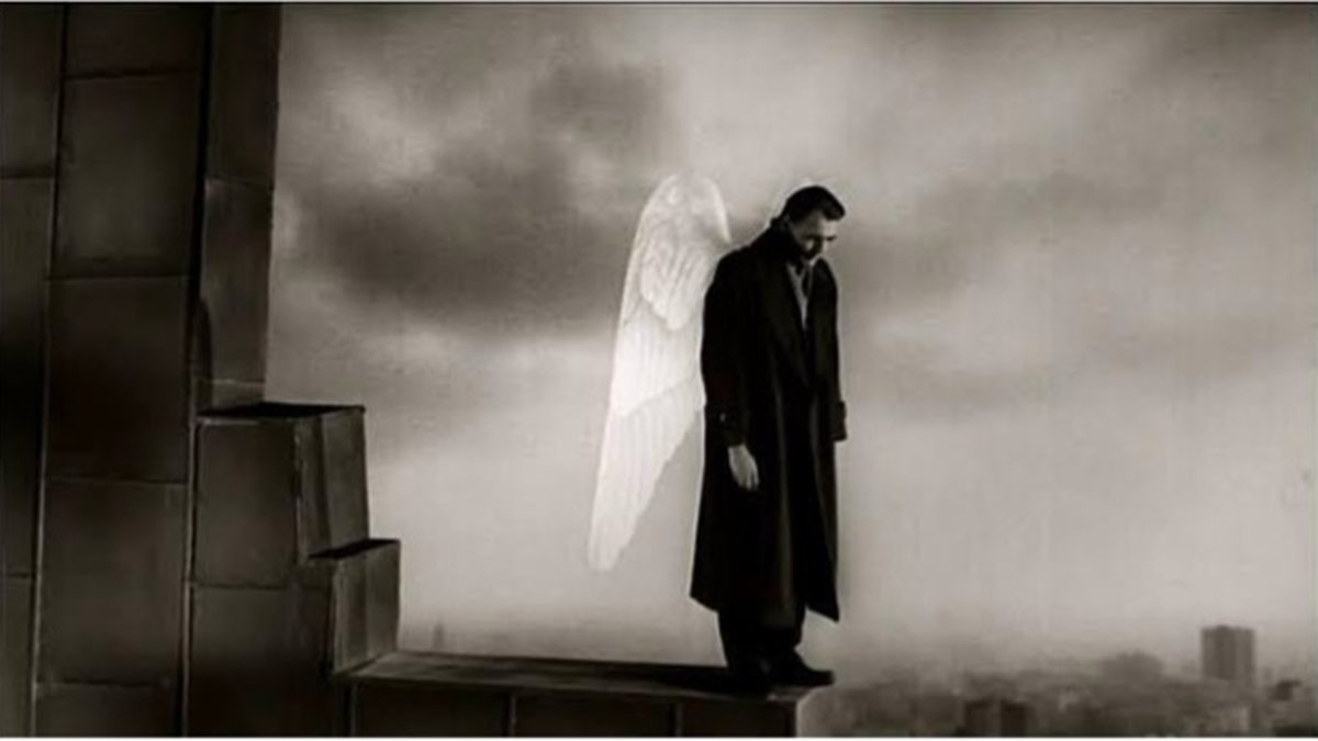 Bruno Ganz as Damiel in Wings of Desire