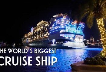 World's Biggest Cruise Ship at night on Channel 7.