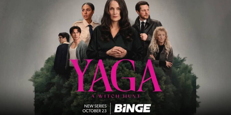 Carrie-Anne Moss and the cast of Yaga on Binge