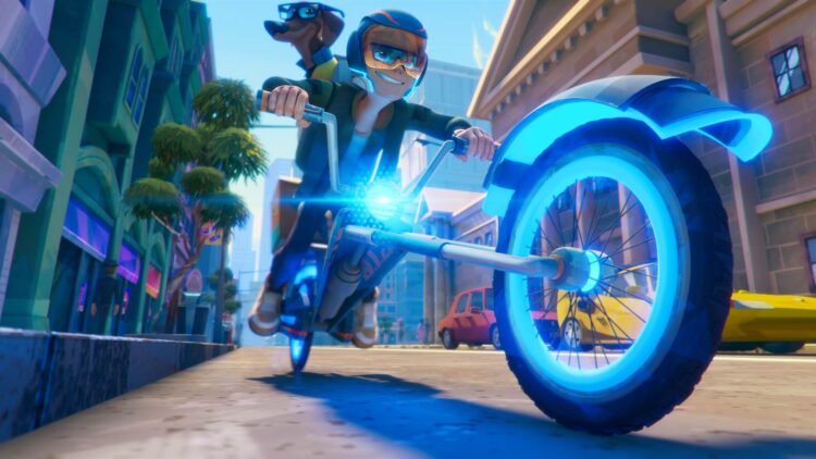 Zac Power rides a high-tech bike in the animated film