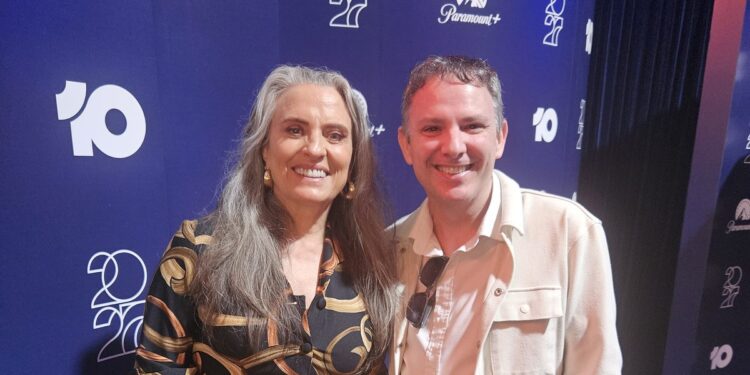 Gretel Killeen and TV Central’s Aaron Ryan at Paramount Australia’s 2027 upfront