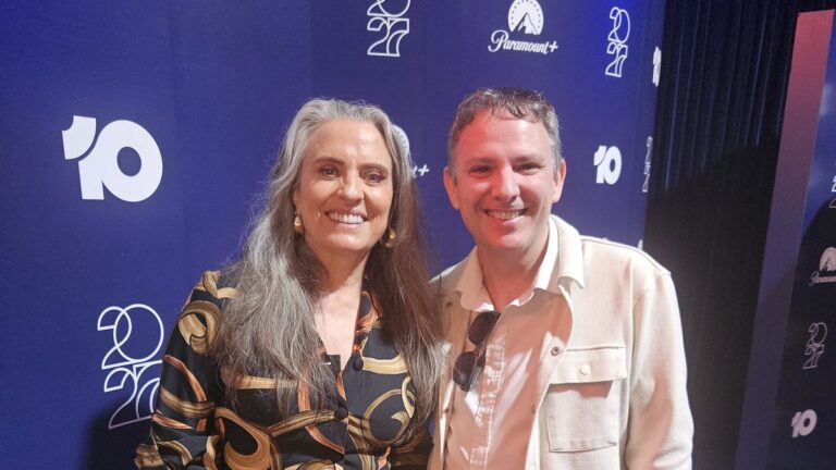 Gretel Killeen and TV Central’s Aaron Ryan at Paramount Australia’s 2027 upfront