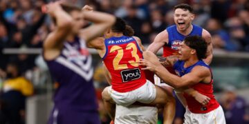 Brisbane Lions celebrate the 2026 AFL premiership