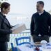 Lara Sarrancino and Joe Mottram on a waterfront terrace in A Taste For Murder on Channel 7