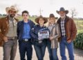 Cast of ABC drama Rural Crime Unit together on a rural location