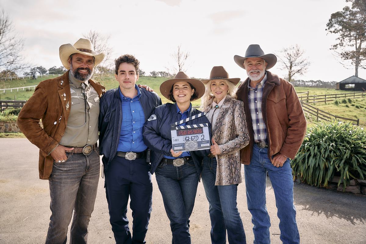 Cast of ABC's Rural Crime Unit standing in a country setting