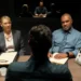 Detectives question a suspect in an interview room in Dustfall on ABC