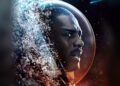 Idris Elba as an astronaut surrounded by space and water in Above the Below