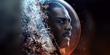 Idris Elba as an astronaut surrounded by space and water in Above the Below