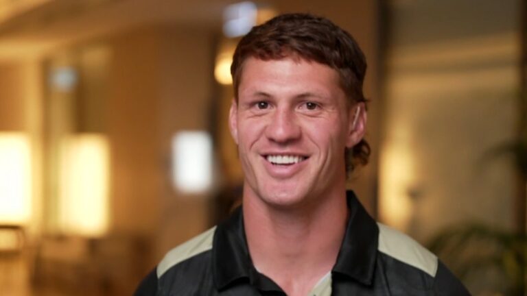 Kalyn Ponga in a New Zealand Kiwis shirt on The Agenda Setters Rugby League on Channel 7