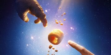 Two hands reaching toward a glowing object in the official Allen teaser art