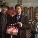 David Thewlis, Thomas Brodie-Sangster and Maia Mitchell on The Artful Dodger season three set