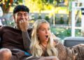 Manaaki and Lexie react on the couch in MTV Aussie Shore season 3 on Paramount+