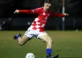Footballer striking a ball in Australian Championship 2026 coverage