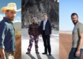 Three Australian crime dramas: Jay Swan in Mystery Road, the Deadloch detectives on a Tasmanian beach, and The Tourist in the South Australian outback