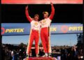 Brodie Kostecki and Todd Hazelwood celebrate winning the 2026 Bathurst 1000
