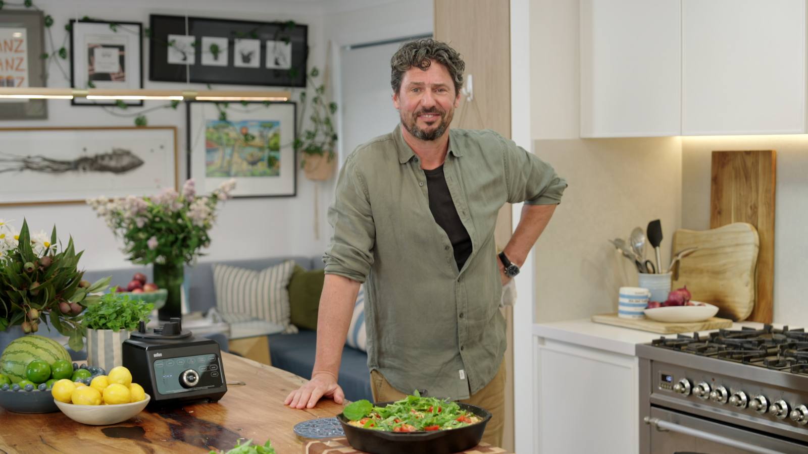Colin prepares a vegetable frittata on Better Homes and Gardens