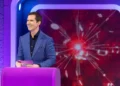 Jimmy Carr at the Big Fat Quiz lectern