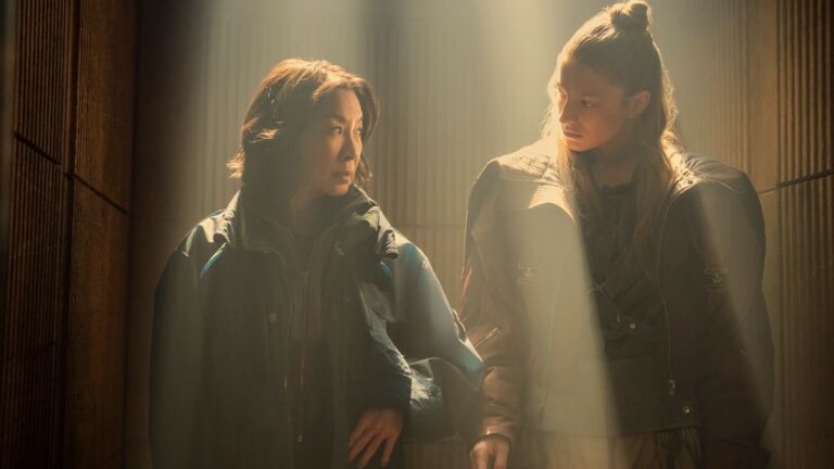 Michelle Yeoh as Olwen and Hunter Schafer as Cora in Blade Runner 2099