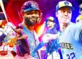 Tampa Bay Rays and Milwaukee Brewers players in ESPN World Series artwork