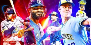 Tampa Bay Rays and Milwaukee Brewers players in ESPN World Series artwork