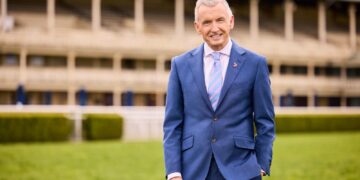 Bruce McAvaney at the racecourse ahead of Channel 7 coverage of The Everest and Caulfield Cup