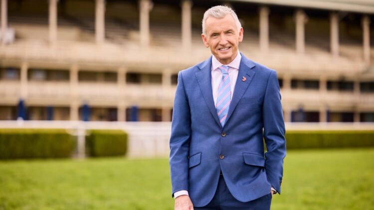 Bruce McAvaney at the racecourse ahead of Channel 7 coverage of The Everest and Caulfield Cup
